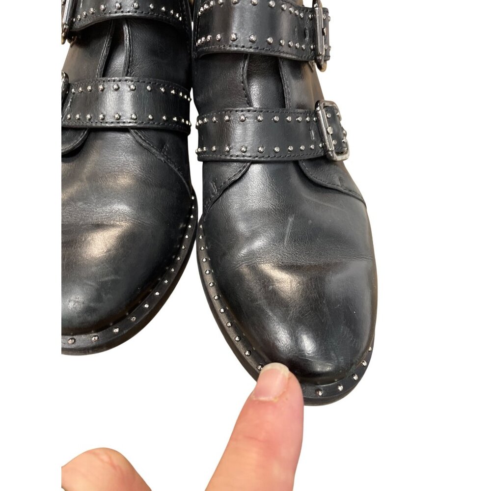 Paul Green Womans Black leather studed moto ankle boots sz 5.5 SKU 9631 - Picture 12 of 16